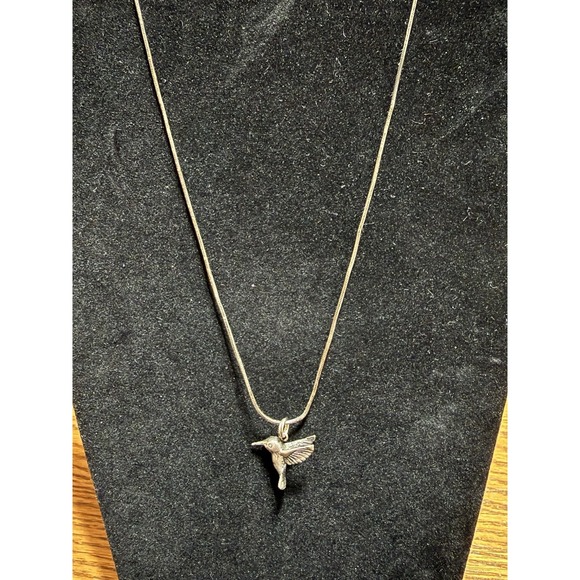 Hand Crafted Jewelry - VTG Native American Silver Hummingbird Pendant 925 Chain Necklace Signed 925 OP